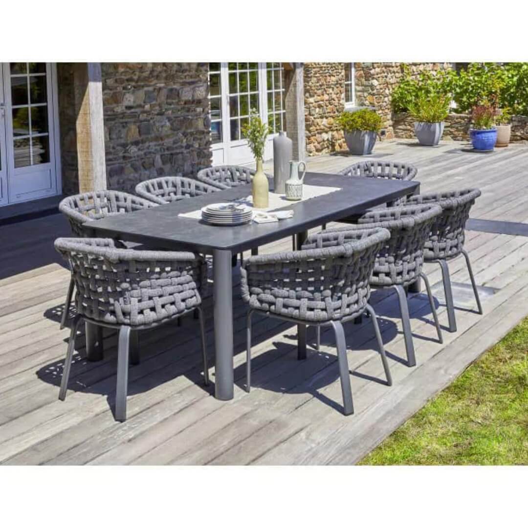 Ensemble table et chaises de jardin en aluminium et céramique CAMARGUE 8 personnes PARIS GARDEN Gris Anthracite